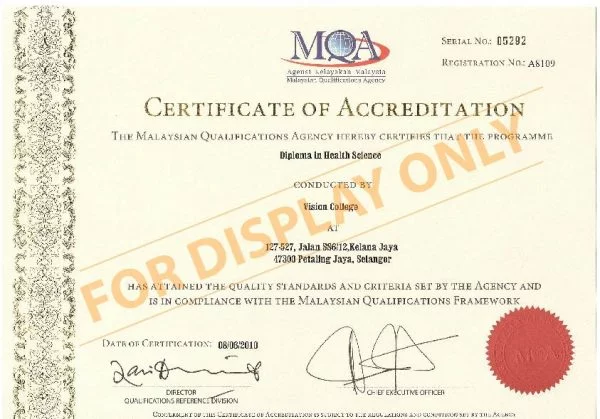 MQA Accreditation Certificate