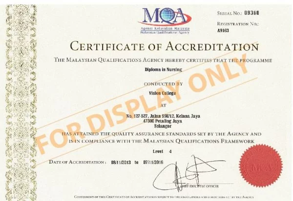 MQA Accreditation Certificate
